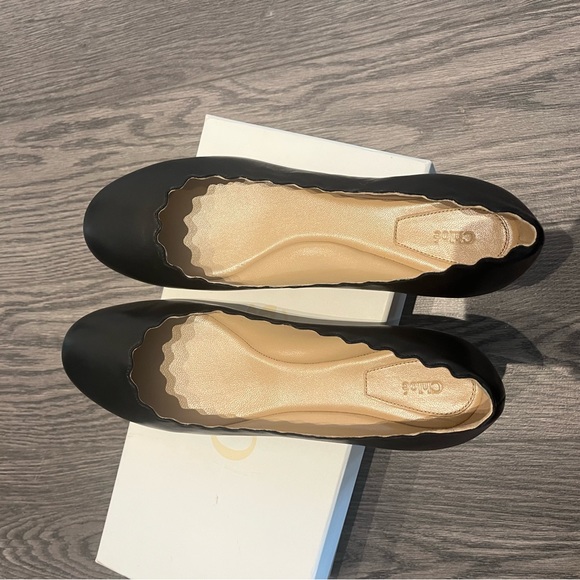 Chloe Lauren scallop flats black size 8 - Picture 1 of 6